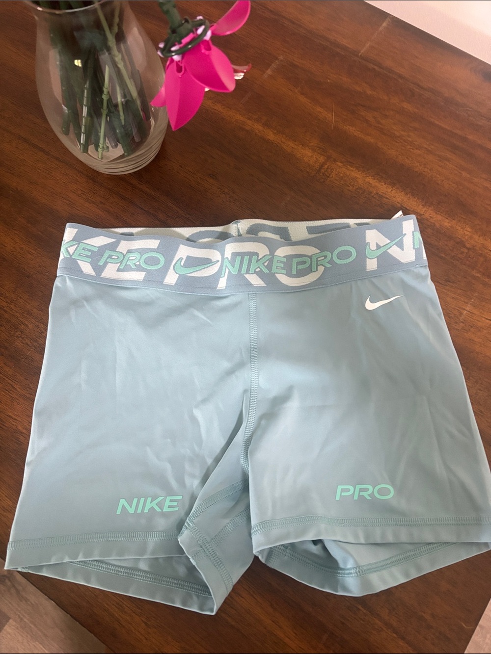 Nike Pro Light Blue Womens Spandex Shorts